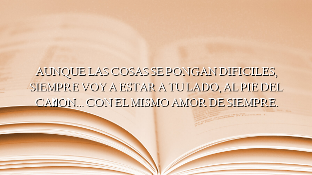 AUNQUE LAS COSAS SE PONGAN DIFICILES, SIEMPRE VOY A ESTAR A TU LADO, AL PIE DEL CAÑON… CON EL MISMO AMOR DE SIEMPRE.