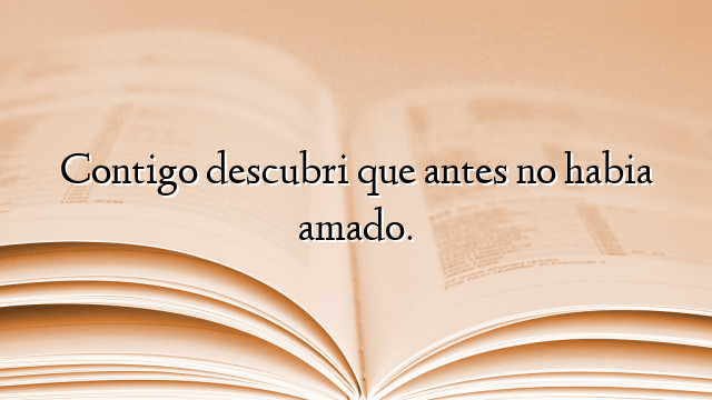 Contigo descubri que antes no habia amado.