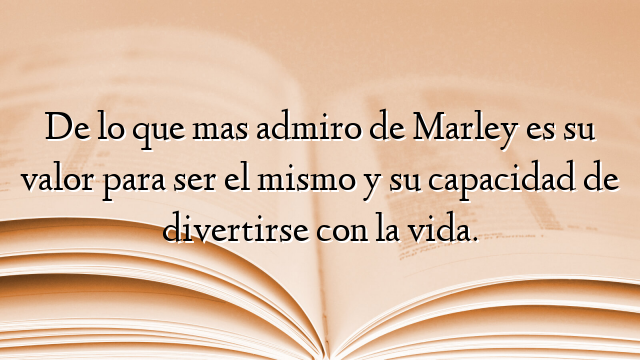 De lo que mas admiro de Marley es su valor para ser el mismo y su capacidad de divertirse con la vida.