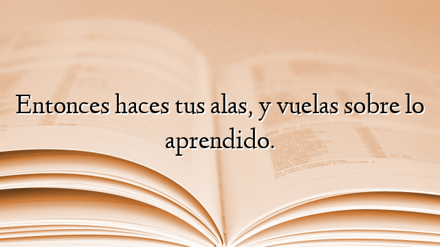 Entonces haces tus alas, y vuelas sobre lo aprendido.