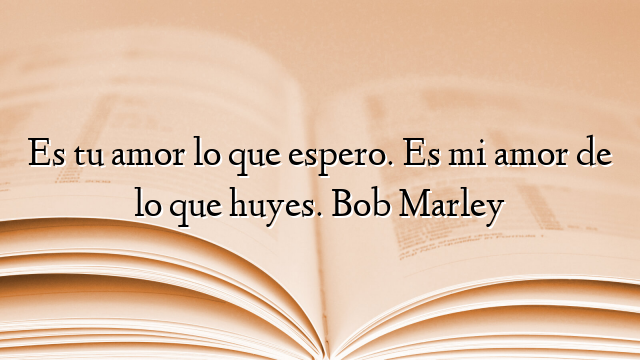 Es tu amor lo que espero. Es mi amor de lo que huyes. Bob Marley
