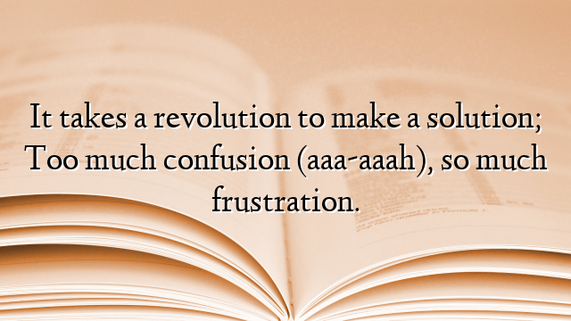 It takes a revolution to make a solution; Too much confusion (aaa-aaah), so much frustration.