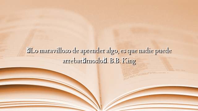 «Lo maravilloso de aprender algo, es que nadie puede arrebatárnoslo». B.B. King