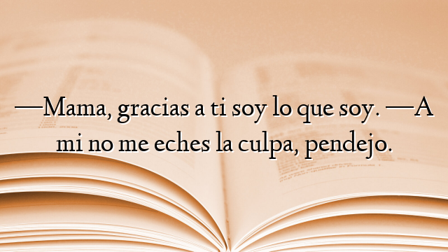 —Mama, gracias a ti soy lo que soy. —A mi no me eches la culpa, pendejo.