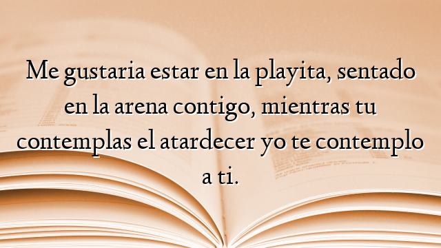 Me gustaria estar en la playita, sentado en la arena contigo, mientras tu contemplas el atardecer yo te contemplo a ti.