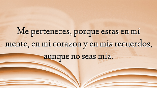 Me perteneces, porque estas en mi mente, en mi corazon y en mis recuerdos, aunque no seas mia.