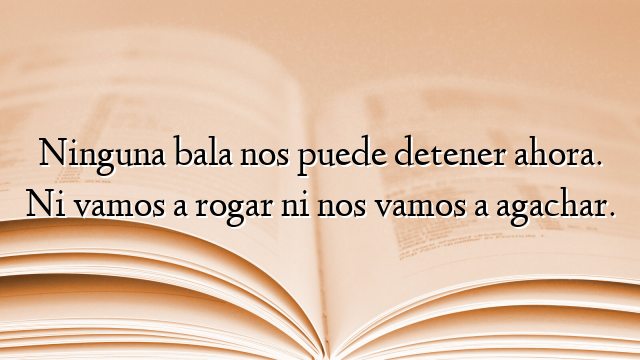 Ninguna bala nos puede detener ahora. Ni vamos a rogar ni nos vamos a agachar.