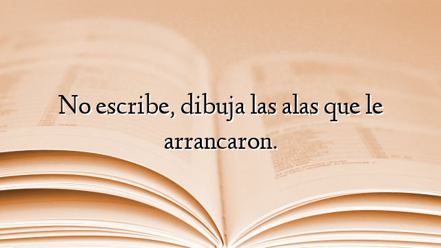 No escribe, dibuja las alas que le arrancaron.