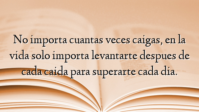 No importa cuantas veces caigas, en la vida solo importa levantarte despues de cada caida para superarte cada dia.