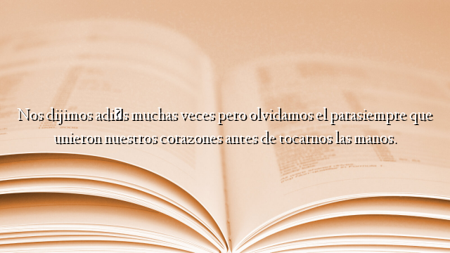 Nos dijimos adiós muchas veces pero olvidamos el parasiempre que unieron nuestros corazones antes de tocarnos las manos.