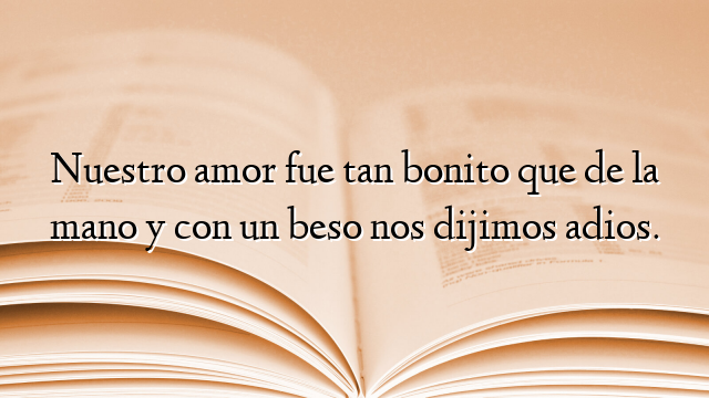 Nuestro amor fue tan bonito que de la mano y con un beso nos dijimos adios.
