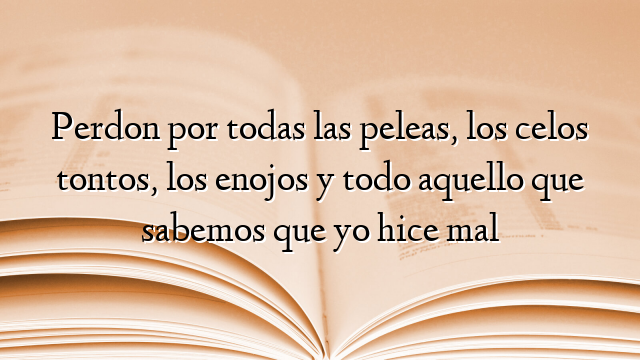 Perdon por todas las peleas, los celos tontos, los enojos y todo aquello que sabemos que yo hice mal