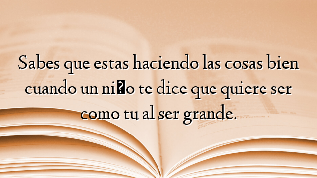 Sabes que estas haciendo las cosas bien cuando un niño te dice que quiere ser como tu al ser grande.
