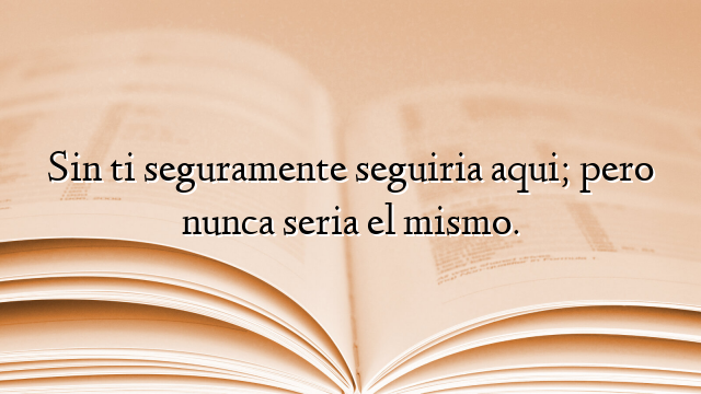 Sin ti seguramente seguiria aqui; pero nunca seria el mismo.