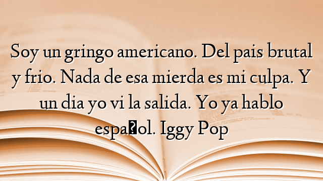 Soy un gringo americano. Del pais brutal y frio. Nada de esa mierda es mi culpa. Y un dia yo vi la salida. Yo ya hablo español. Iggy Pop
