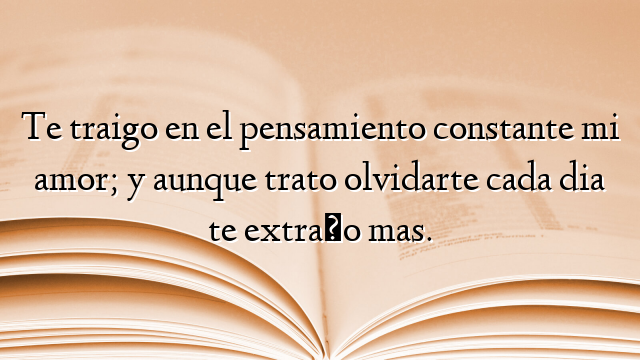 Te traigo en el pensamiento constante mi amor; y aunque trato olvidarte cada dia te extraño mas.