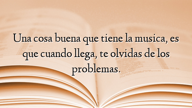 Una cosa buena que tiene la musica, es que cuando llega, te olvidas de los problemas.