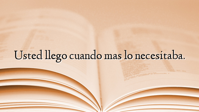 Usted llego cuando mas lo necesitaba.